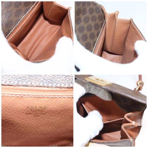 CELINE Macadam Canvas Mini Hand Bag PVC Leather 2way Brown Gold Auth yk18202 - Picture 15 of 16